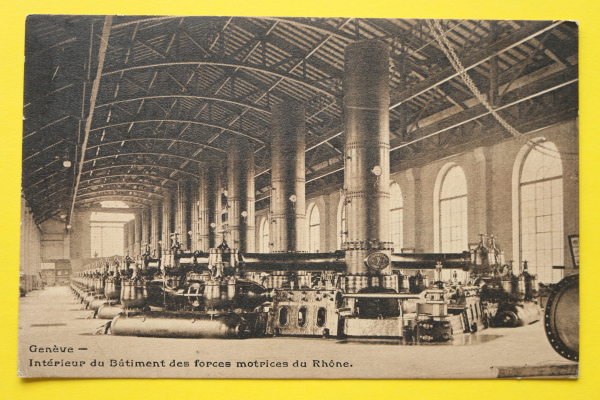 Ansichtskarte AK Genf / Kraftwerk / 1917 / Innenansicht – Technik – Motoren – Generatoren – Konstruktion